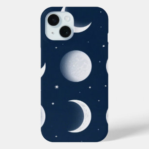 Funda Para iPhone 15 Moon Phases Grid Diseño de patrones celestes