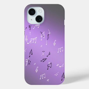 Funda Para iPhone 15 Moonlit Melody: Elegant Musical Notes iPhone Case