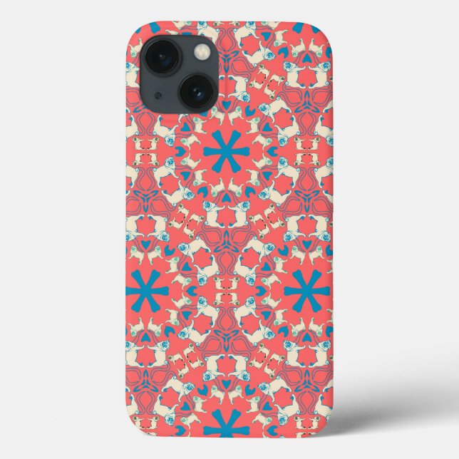 Funda De Case-Mate Para iPhone Mops Muster auf corall (Reverso)