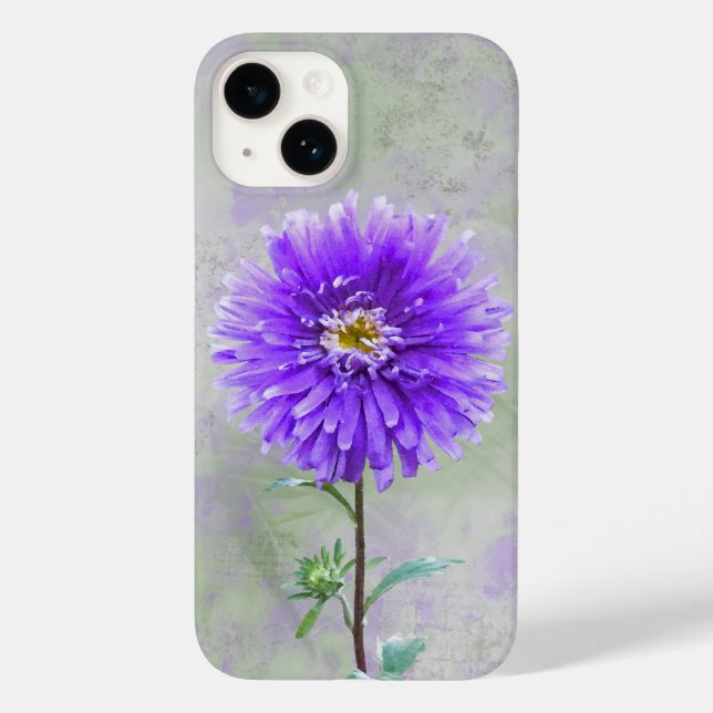 Funda De Case-Mate Para iPhone Morado acuarela Dahlia (Reverso )