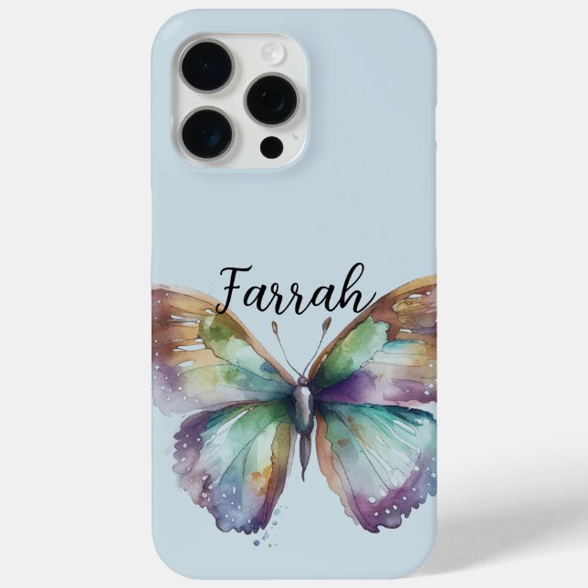 Funda De Case-Mate Para iPhone Morado Aqua Blue Gold Mint Butterflies (Reverso )