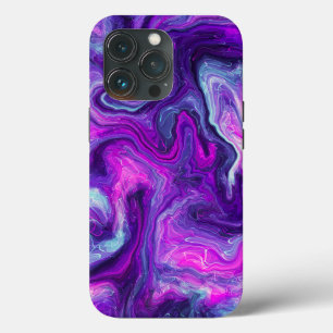 Funda Para iPhone 13 Pro Morado, azul, marble rosado, arte fluido