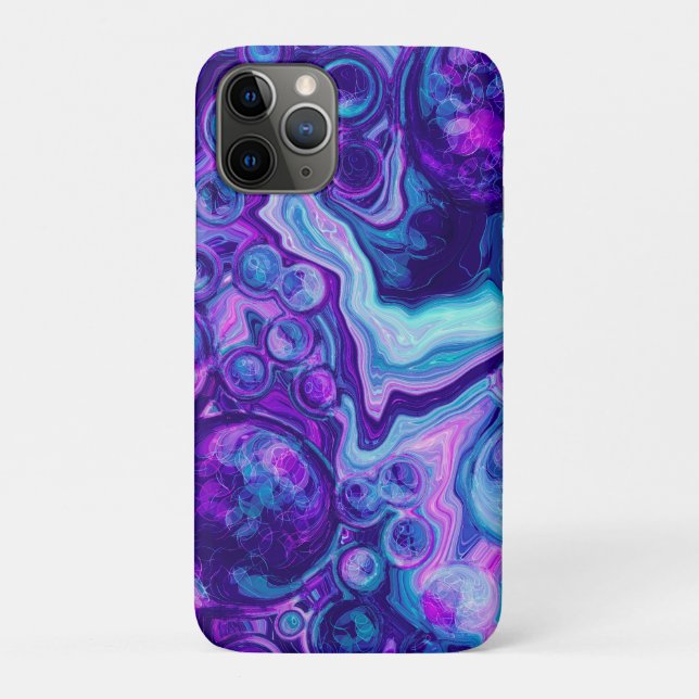 Funda De Case-Mate Para iPhone Morado, azul, mármol rosa Bokek Fluid Art (Reverso)
