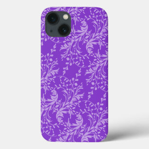 Funda Para iPhone 13 Morado con motivos de damasco de flores silvestres