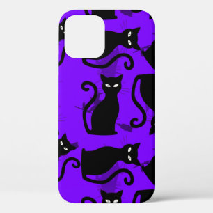 Funda Para iPhone 12 morado de bruja de gato negro de halloween