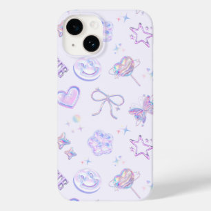 Funda Para iPhone 14 De Case-Mate Morado Pastel Holográfico Patrón de Jelly Kitsch Y