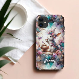 Funda Para iPhone 11 Morado Verde azulado acuarela Floral Tea Fiesta Bu