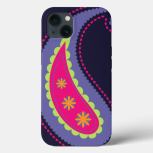 Funda Para iPhone 13 Morado y rosa paisley