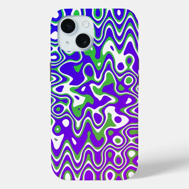 Funda De Case-Mate Para iPhone [Morado y Verde] Swirls OpArt (Reverso )