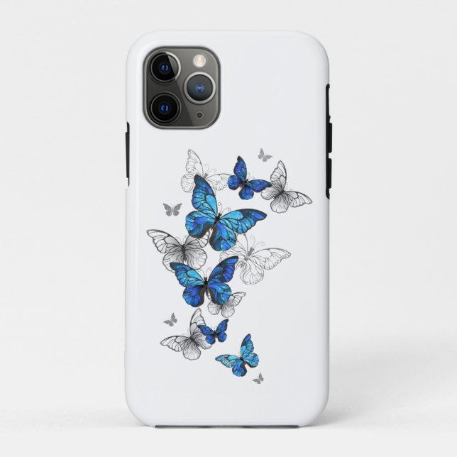 Funda De Case-Mate Para iPhone Morfo de las mariposas voladoras azules (Reverso)