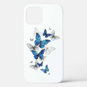 Funda Para iPhone 12 Pro Morfo de las mariposas voladoras azules