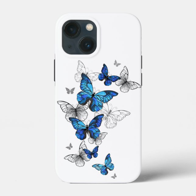 Funda De Case-Mate Para iPhone Morfo de las mariposas voladoras azules (Reverso )