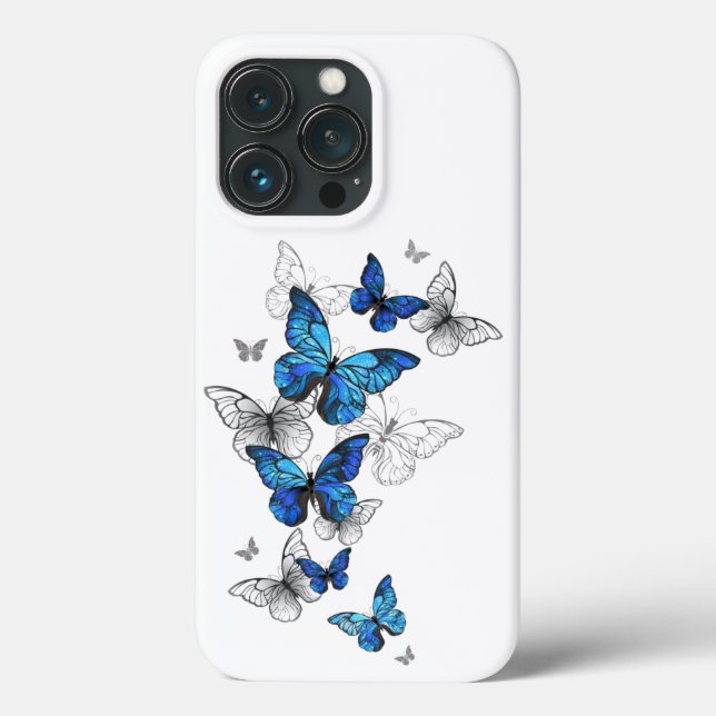 Funda De Case-Mate Para iPhone Morfo de las mariposas voladoras azules (Reverso )