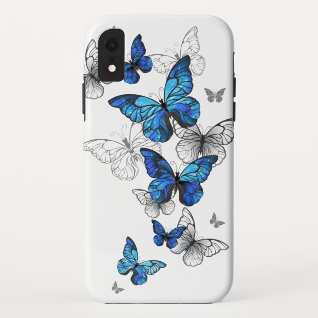 Funda De Case-Mate Para iPhone Morfo de las mariposas voladoras azules (Reverso)
