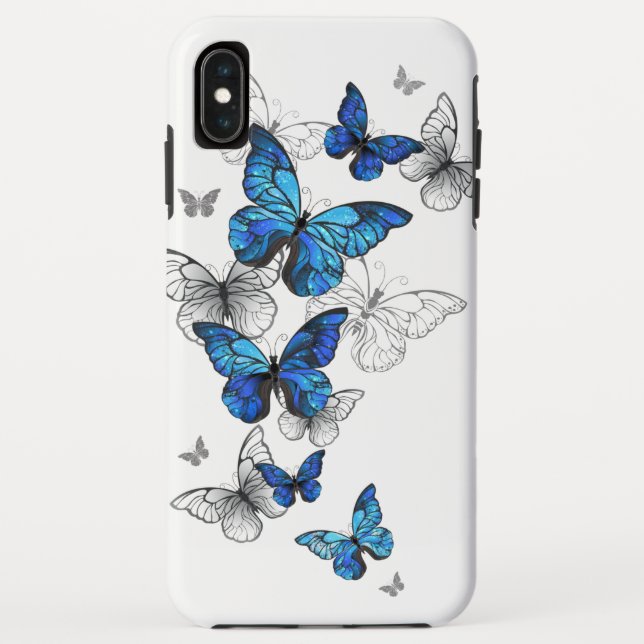Funda De Case-Mate Para iPhone Morfo de las mariposas voladoras azules (Reverso)
