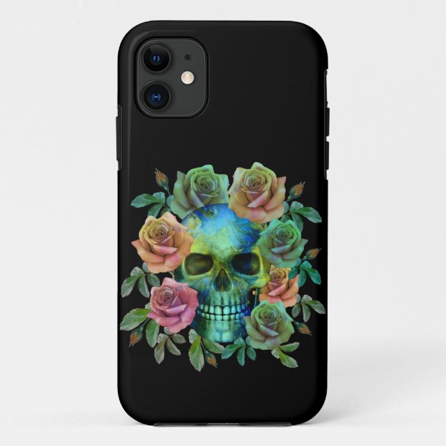FUNDA DE Case-Mate PARA iPhone MORTAL VERDE CON FLORES (Reverso)