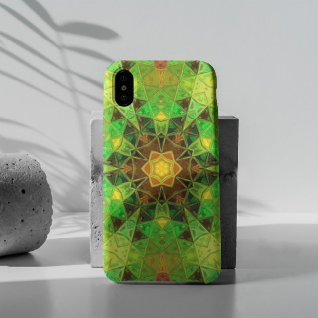 Funda De Case-Mate Para iPhone Mosaic Kaleidoscope Flor verde y Naranja (Subido por el creador)