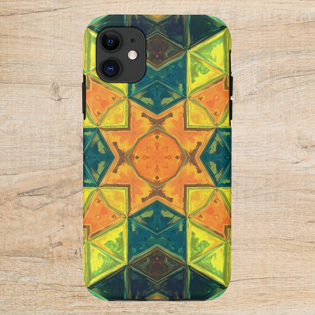 Funda De Case-Mate Para iPhone Mosaic Kaleidoscope Square Orange Yellow and Green (Subido por el creador)