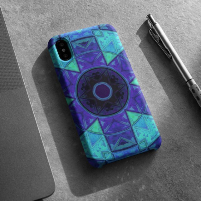 Funda De Case-Mate Para iPhone Mosaic Mandala Azul y Púrpura (Subido por el creador)
