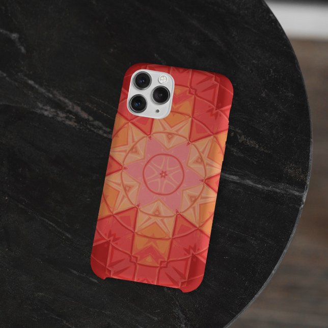 Funda De Case-Mate Para iPhone Mosaic Mandala Flor Rojo y Naranja (Subido por el creador)