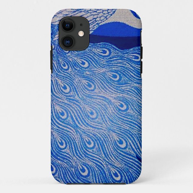 Funda De Case-Mate Para iPhone Mosaico azul del pavo real (Reverso)