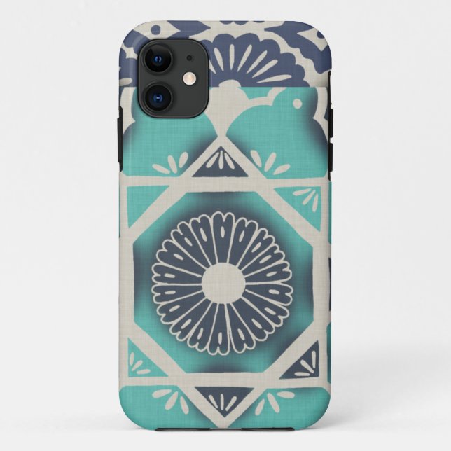 Funda De Case-Mate Para iPhone Mosaico azul II (Reverso)