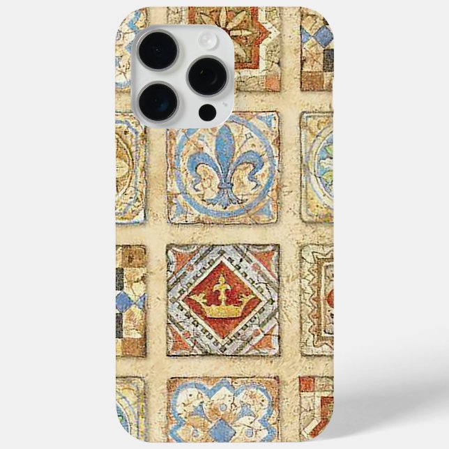 Funda De Case-Mate Para iPhone Mosaico Cerámico Medieval Crowne Fleur De Lis (Reverso )
