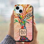 Funda Para iPhone 15 Mosaico de árbol de monograma de la vida<br><div class="desc">Este estuche para iPhone está decorado con un colorido árbol de mosaico de diseño de vida sobre un fondo rústico beige. Personalizable fácil con su monograma. Hace un gran regalo personal. Original Mosaico © Michele Davies.</div>