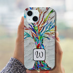 Funda Para iPhone 15 Mosaico de árbol de monograma de la vida<br><div class="desc">Este estuche para iPhone está decorado con un colorido árbol de mosaico de diseño de vida. Personalizable fácil con su monograma. Hace un gran regalo personal. Original Mosaico © Michele Davies.</div>