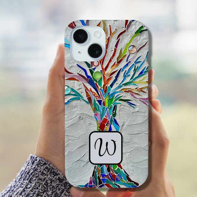 Funda De Case-Mate Para iPhone Mosaico de árbol de monograma de la vida (Subido por el creador)