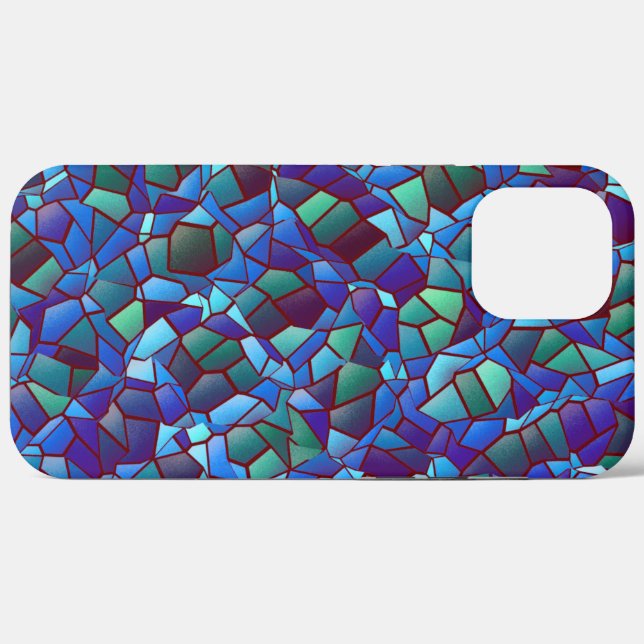 Funda De Case-Mate Para iPhone Mosaico de azul y verde lila salpicado o ahumado (Reverso (Horizontal))