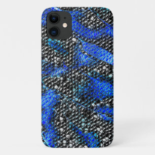 Funda Para iPhone 11 Mosaico de pequeño convexo en azul a gris y negro