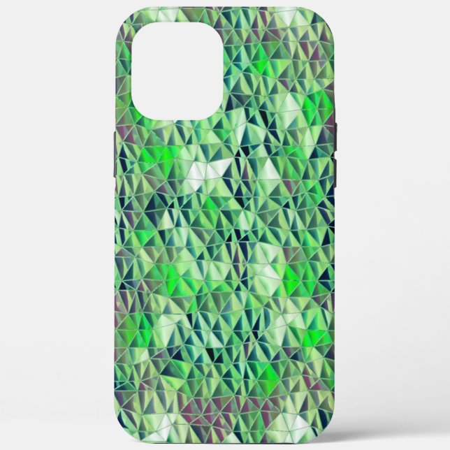 Funda De Case-Mate Para iPhone Mosaico en triángulos verdes con tonos degradados (Reverso )