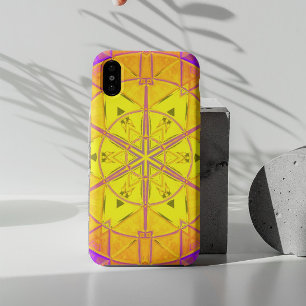 Funda Para iPhone 11 Mosaico Kaleidoscope Flor amarillo y morado