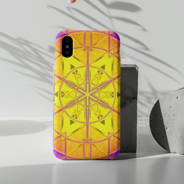 Funda De Case-Mate Para iPhone Mosaico Kaleidoscope Flor amarillo y morado (Subido por el creador)