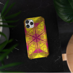 Funda Para iPhone 11 Mosaico Kaleidoscope Flor amarillo y rosa