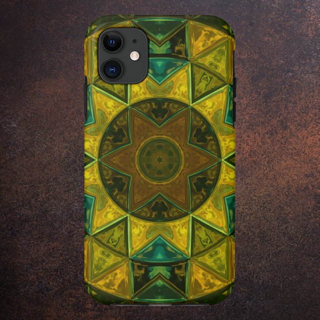 Funda De Case-Mate Para iPhone Mosaico Kaleidoscope Flor Amarillo y Verde (Subido por el creador)