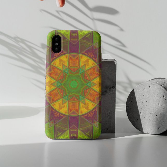 Funda De Case-Mate Para iPhone Mosaico Kaleidoscope Flor morado verde y Naranja (Subido por el creador)