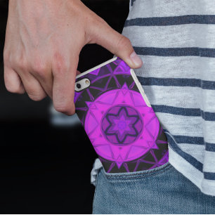Funda Para iPhone 11 Mosaico Kaleidoscope Flor morado y negro