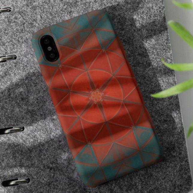 Funda De Case-Mate Para iPhone Mosaico Kaleidoscope Flor Rojo y Azul (Subido por el creador)