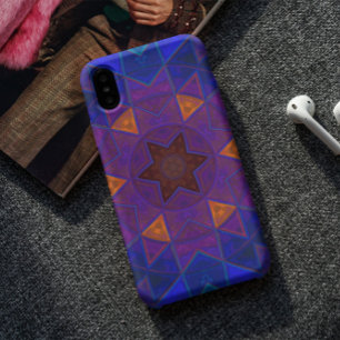 Funda Para iPhone 11 Mosaico Kaleidoscope Flor rosa azul y amarillo