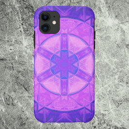Funda Para iPhone 11 Mosaico Kaleidoscope Flor rosa y azul