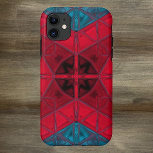 Funda Para iPhone 11 Mosaico Kaleidoscope Plaza Rojo y Azul