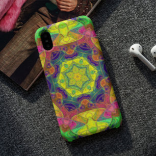 Funda Para iPhone 11 Mosaico Mandala Flor amarillo azul y verde
