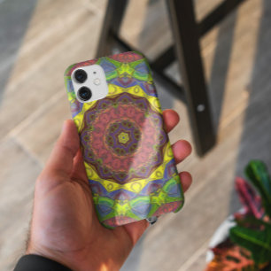 Funda Para iPhone 11 Mosaico Mandala Flor amarillo rosa y verde