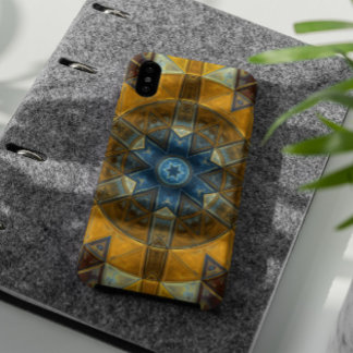Funda Para iPhone 11 Mosaico Mandala Flor Amarillo y Azul