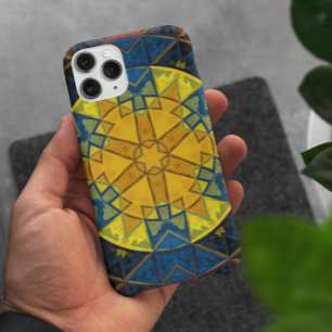 Funda Para iPhone 11 Mosaico Mandala Flor Amarillo y Azul