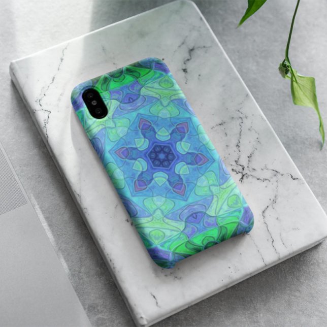 Funda De Case-Mate Para iPhone Mosaico Mandala Flor Azul y Verde (Subido por el creador)