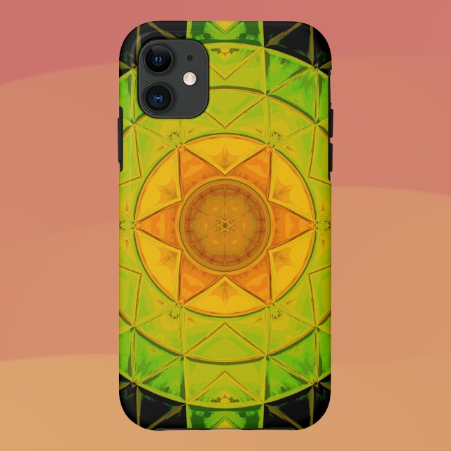 Funda De Case-Mate Para iPhone Mosaico Mandala Flor Naranja Verde y Negro (Subido por el creador)