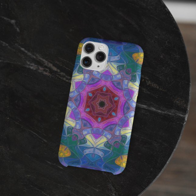 Funda De Case-Mate Para iPhone Mosaico Mandala Flor rosa azul y amarillo (Subido por el creador)